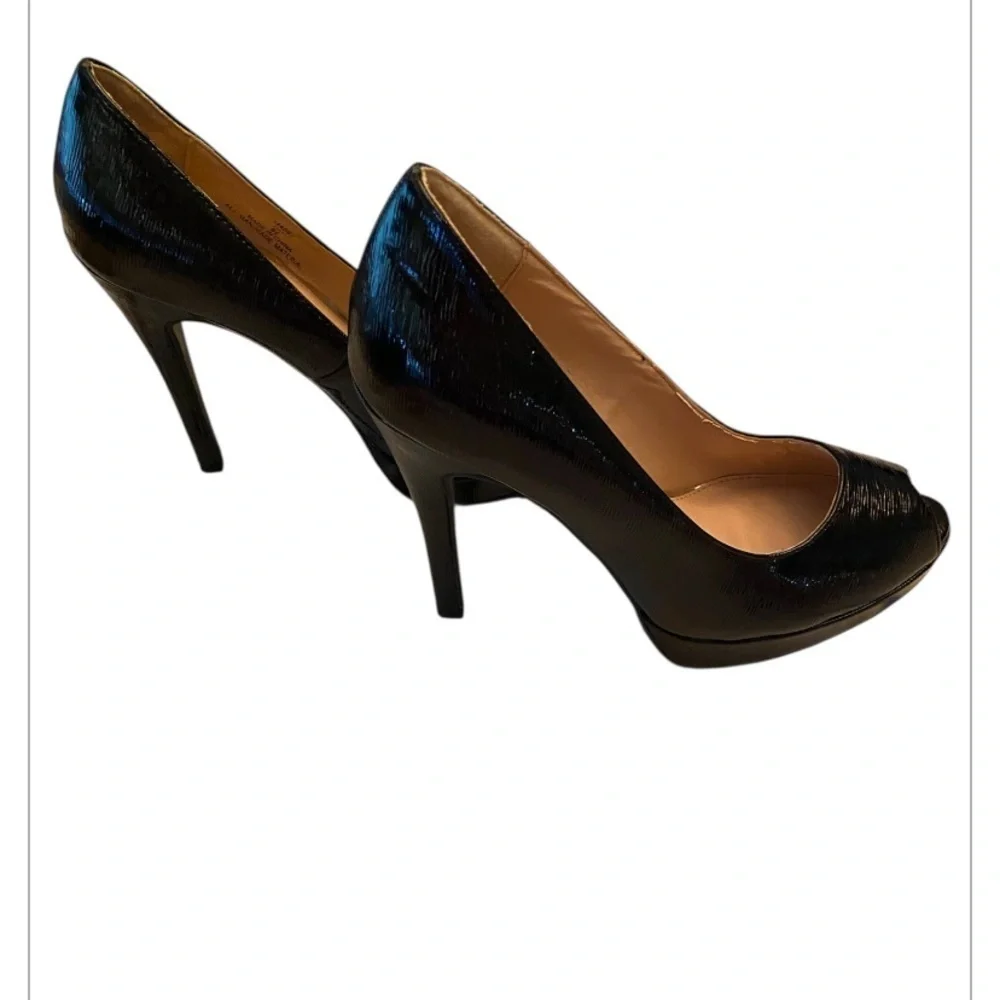 Michael Kors GIA Black Faux Patent Leather Heels Size 8.5